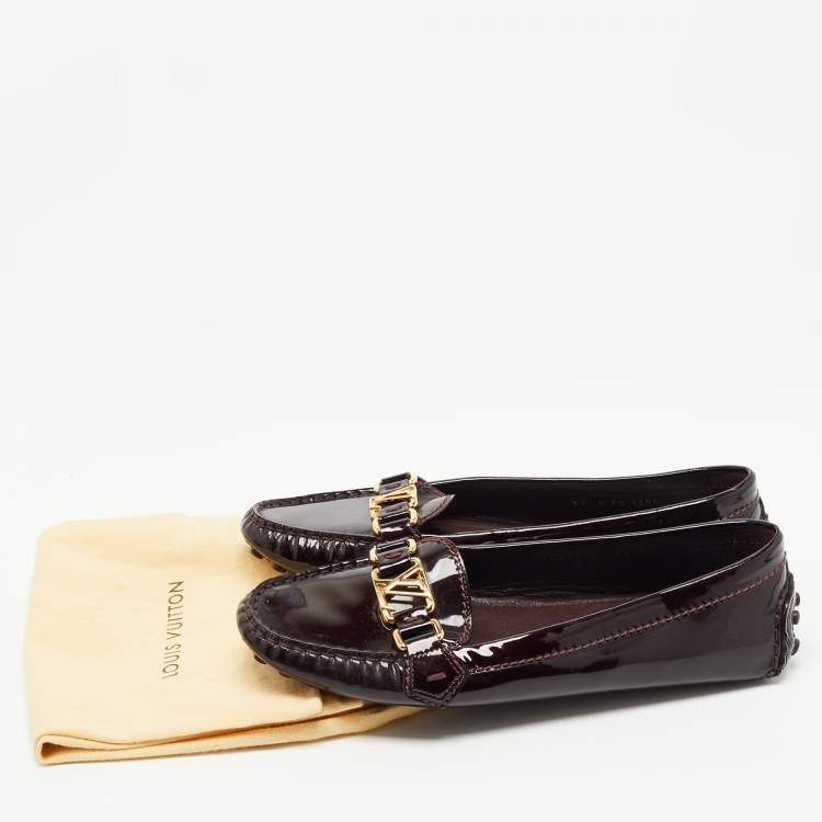 Pre Owned Louis Vuitton Burgundy Patent leather Oxford Loafers Size 39