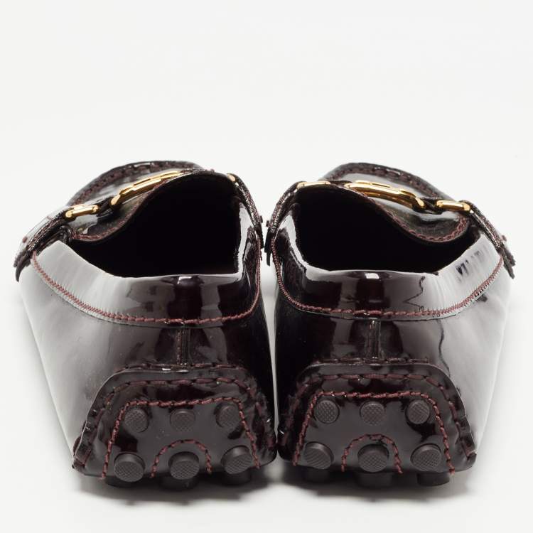 Pre Owned Louis Vuitton Burgundy Patent leather Oxford Loafers Size 39
