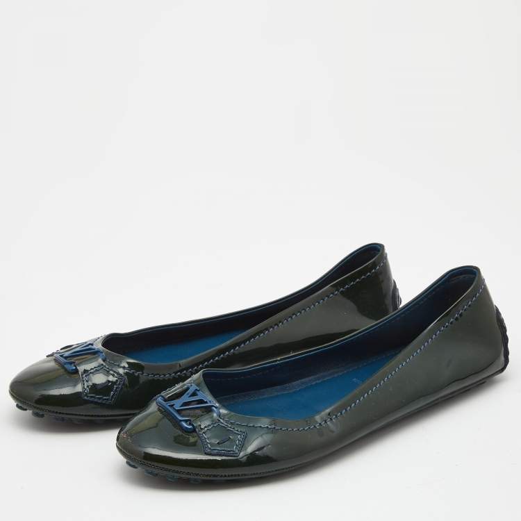 Louis Vuitton Grey Metallic Suede Oxford Ballet Flats Size 8/38.5