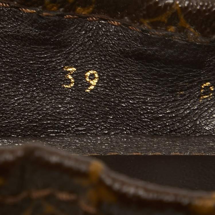 Pre Owned Louis Vuitton Brown Leather and Monogram Canvas Lovely Scrunch Ballet Flats Size 39