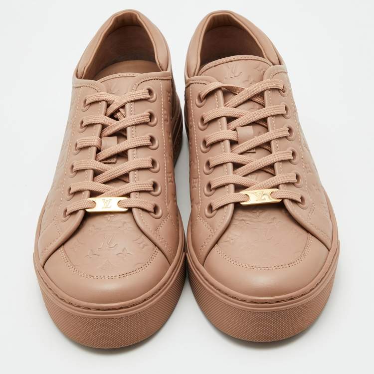 Pre Owned Louis Vuitton Old Rose Monogram Embossed Leather Jazzy Low Top Sneakers Size 39