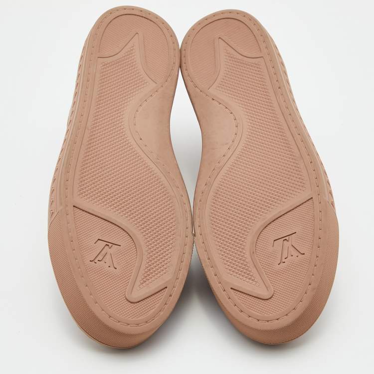Pre Owned Louis Vuitton Old Rose Monogram Embossed Leather Jazzy Low Top Sneakers Size 39