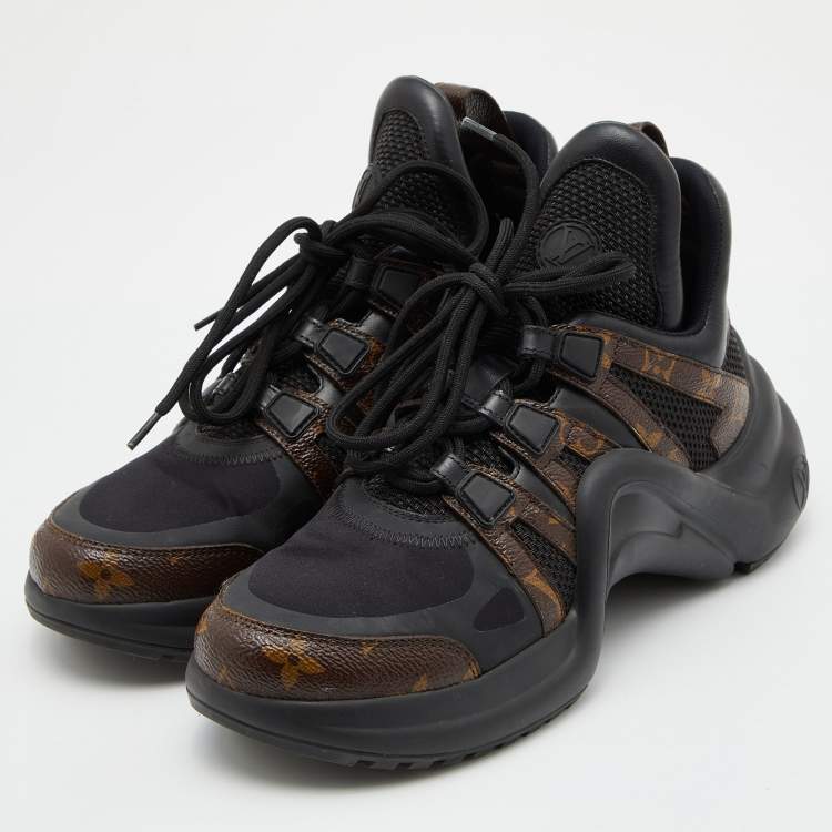 Louis Vuitton Black/Brown Neoprene/Leather and Monogram Canvas Archlight  Sneakers Size 38 Louis Vuitton