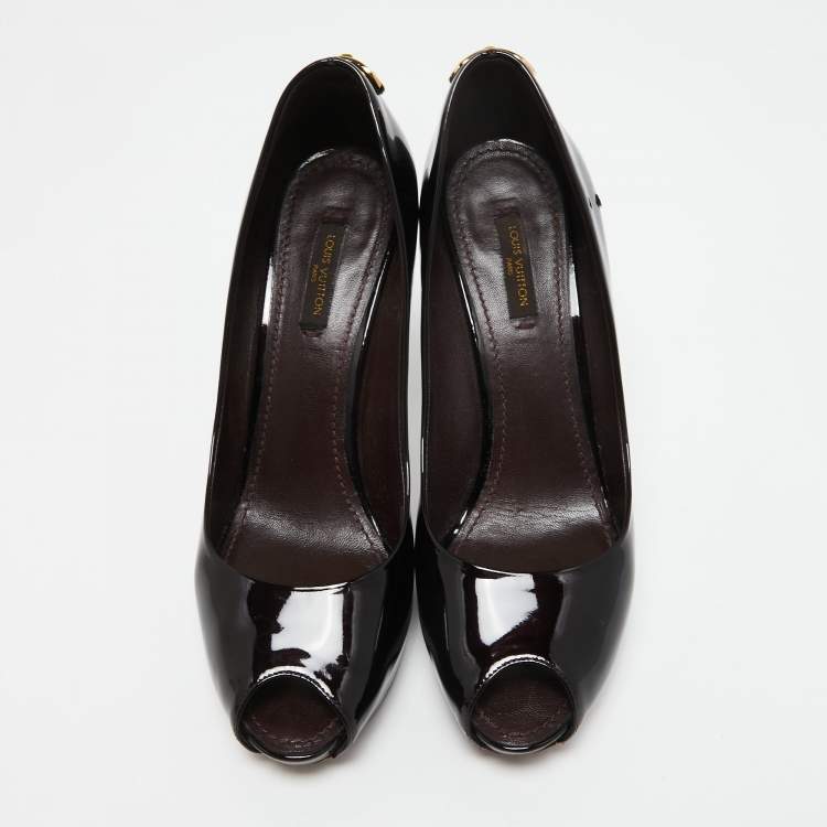 Pre Owned Louis Vuitton Burgundy Patent Leather Oh Really! Pumps Size 38