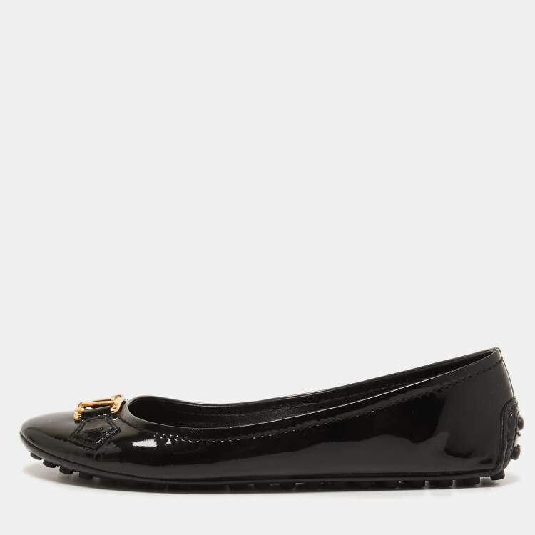 Pre Owned Louis Vuitton Black Patent Leather Oxford Loafers Size 38