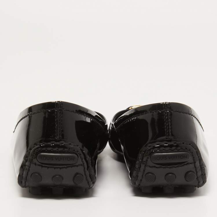 Pre Owned Louis Vuitton Black Patent Leather Oxford Loafers Size 38
