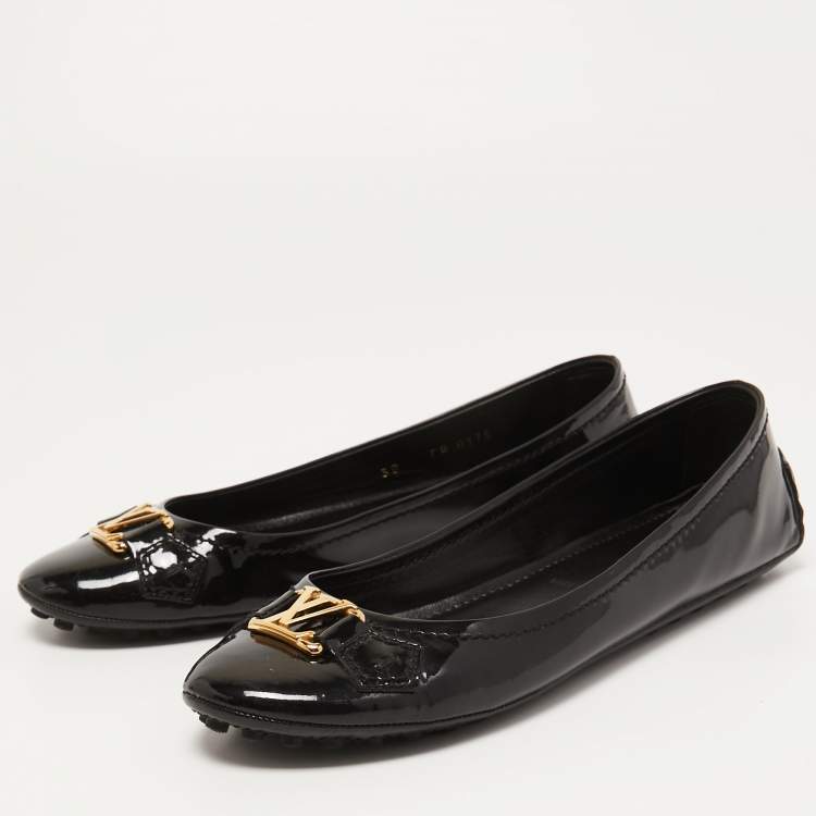 Pre Owned Louis Vuitton Black Patent Leather Oxford Loafers Size 38