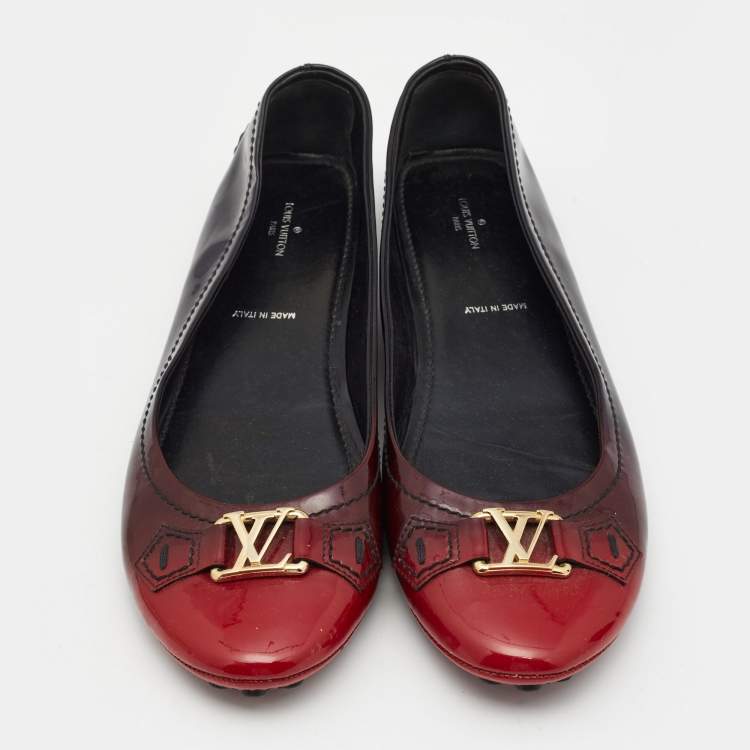 Pre Owned Louis Vuitton Two Tone Patent Leather Oxford Ballet Flats Size 41