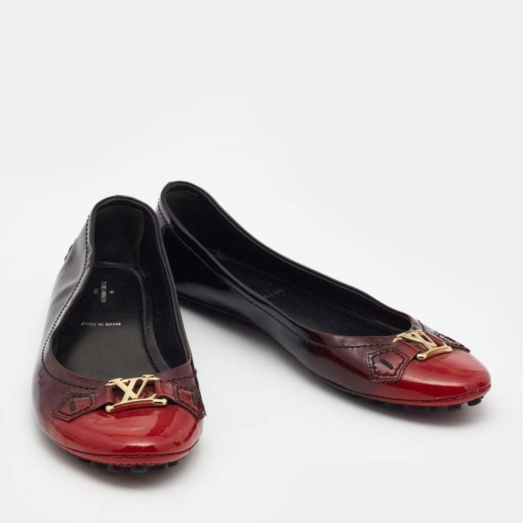 Pre Owned Louis Vuitton Two Tone Patent Leather Oxford Ballet Flats Size 41