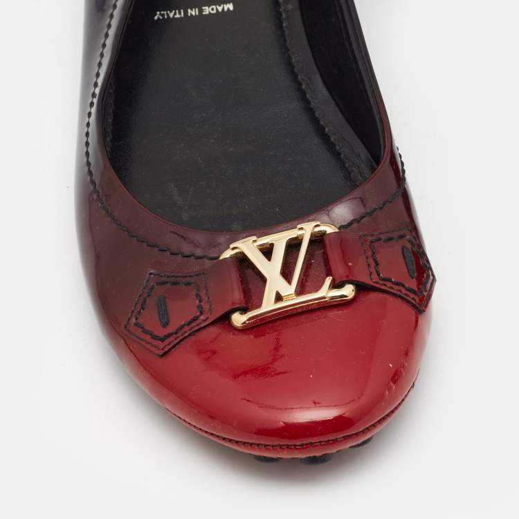 Pre Owned Louis Vuitton Two Tone Patent Leather Oxford Ballet Flats Size 41