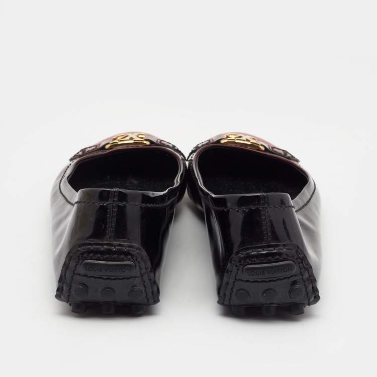 Pre Owned Louis Vuitton Two Tone Patent Leather Oxford Ballet Flats Size 41