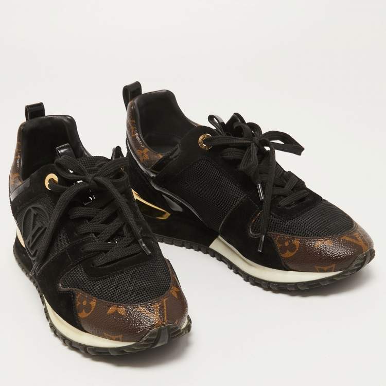 Pre Owned Louis Vuitton Brown Monogram Canvas and  Mesh Run Away Sneakers Size 37