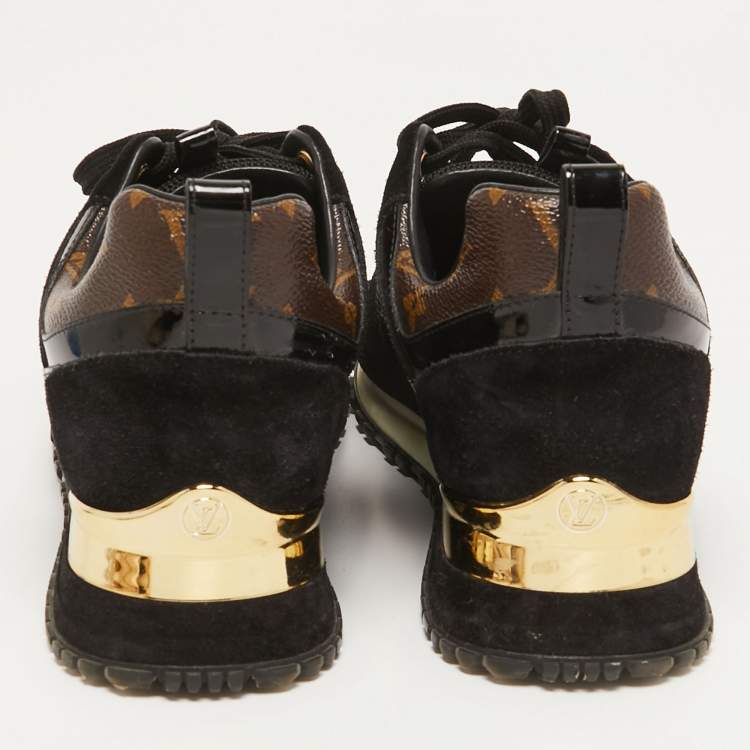 Pre Owned Louis Vuitton Brown Monogram Canvas and  Mesh Run Away Sneakers Size 37