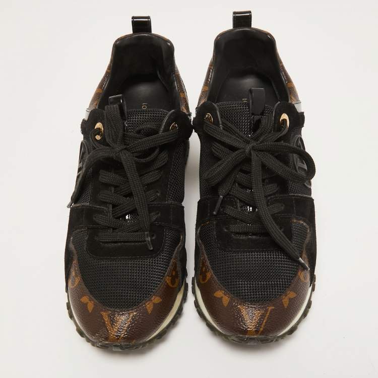 Pre Owned Louis Vuitton Brown Monogram Canvas and  Mesh Run Away Sneakers Size 37