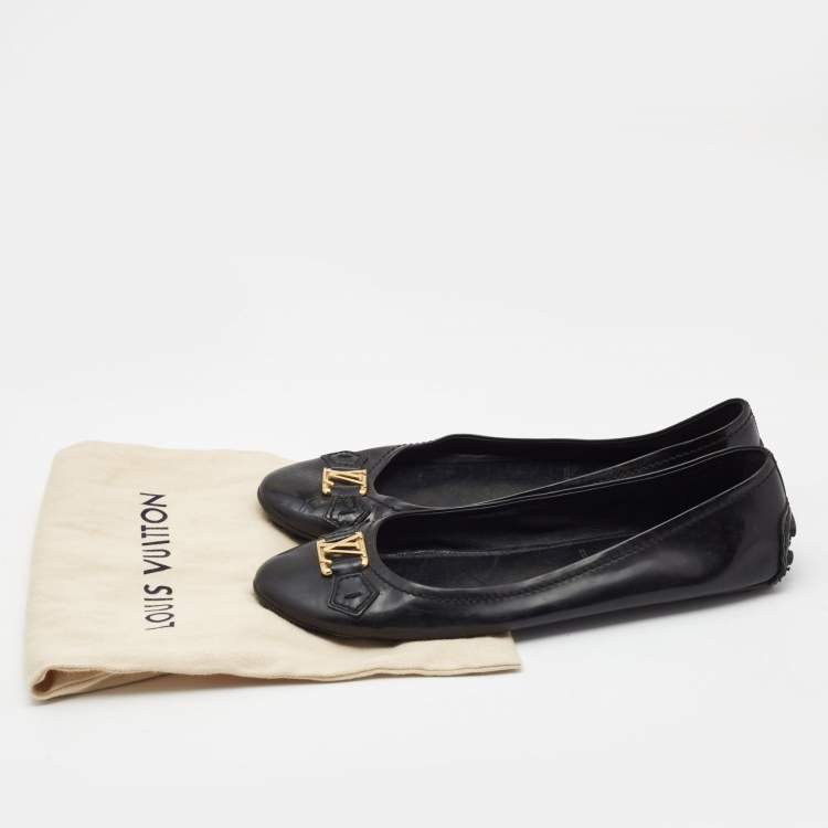 Pre Owned Louis Vuitton Black Patent Leather Oxford Ballet Flats Size 41