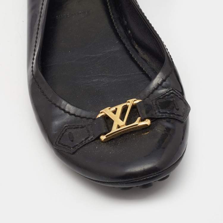 Pre Owned Louis Vuitton Black Patent Leather Oxford Ballet Flats Size 41