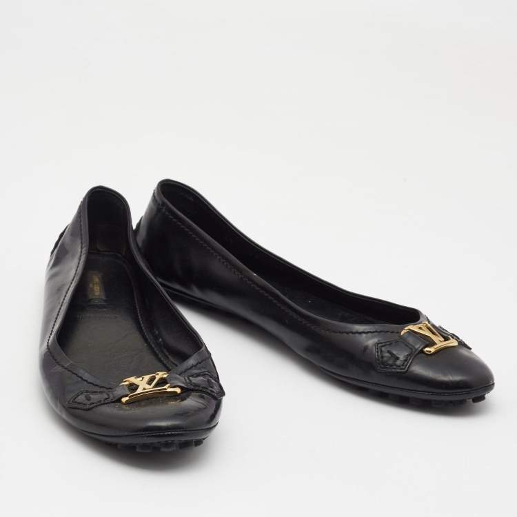 Pre Owned Louis Vuitton Black Patent Leather Oxford Ballet Flats Size 41