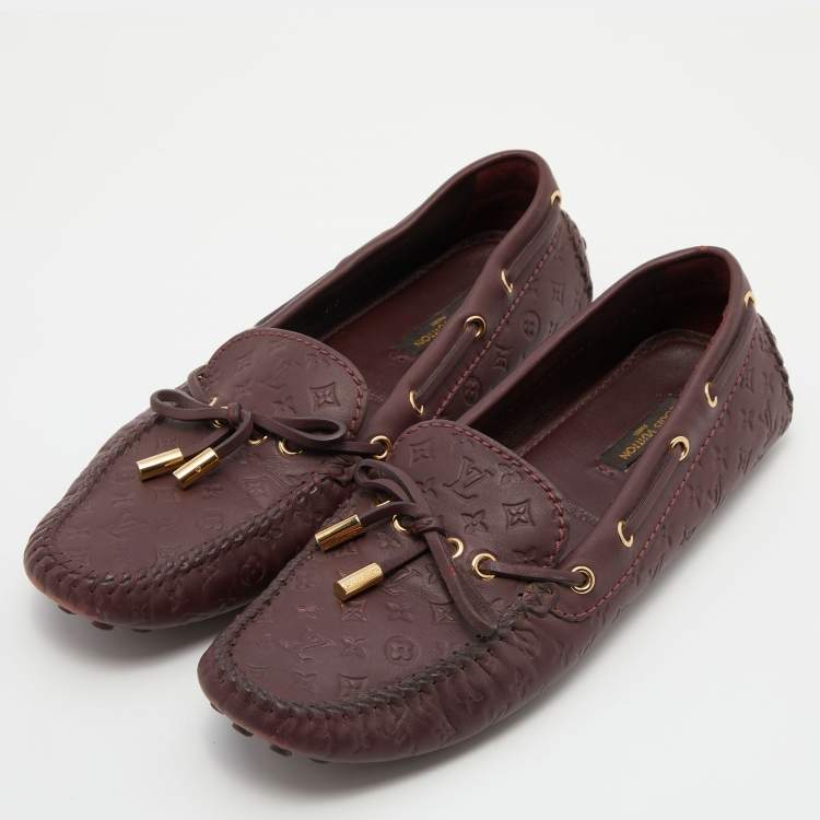 Louis Vuitton Aube Monogram Empreinte Leather Gloria Flat Loafers Size 38