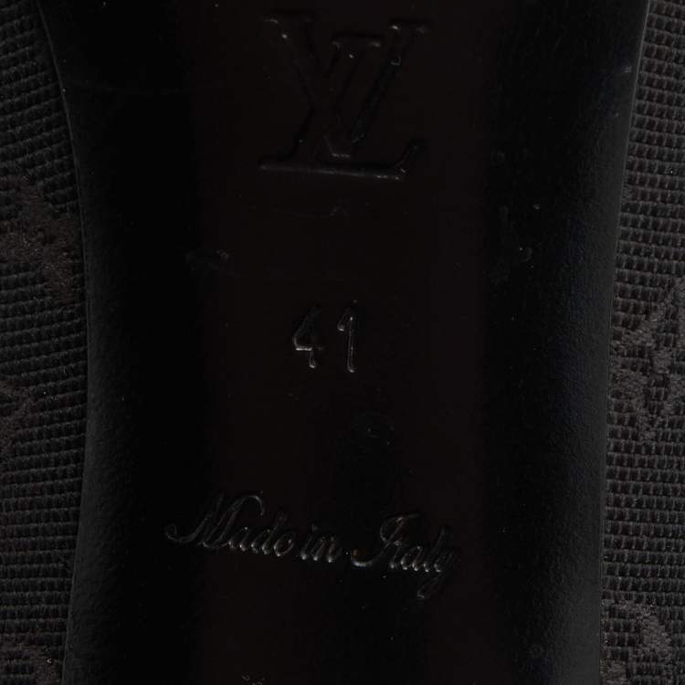 Pre Owned Louis Vuitton Black Monogram Mini Lin Canvas and Leather Raquel Pointed Toe Pumps Size 41