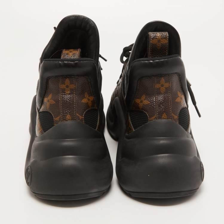 Pre Owned Louis Vuitton Black/Brown Mesh and Monogram Canvas Archlight Sneakers Size 40