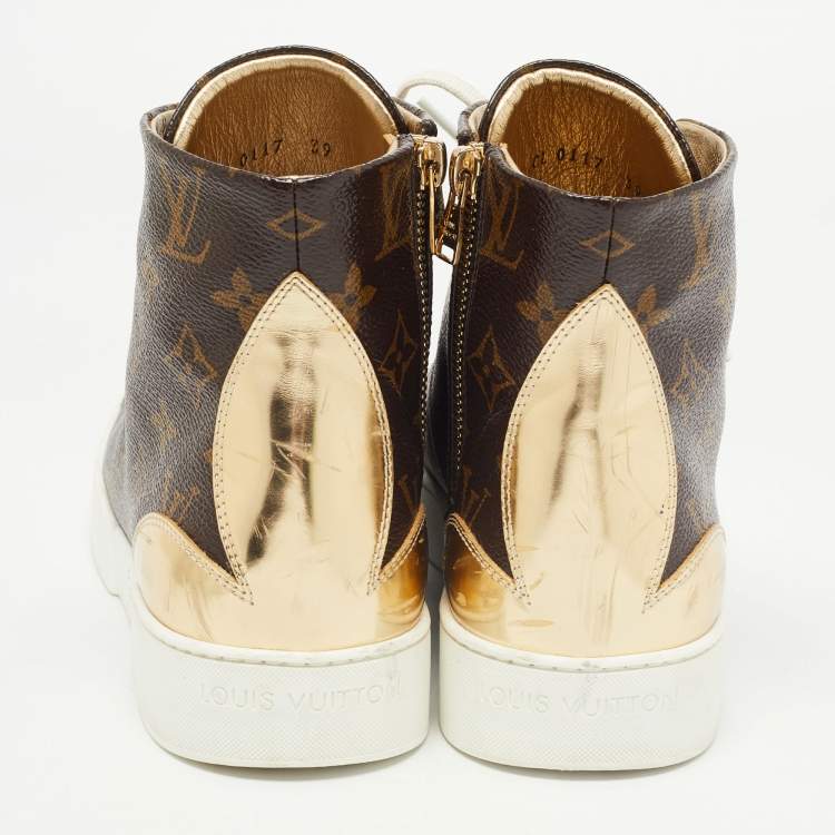 Pre Owned Louis Vuitton Brown Monogram Canvas and Leather Stellar Sneakers Size 39