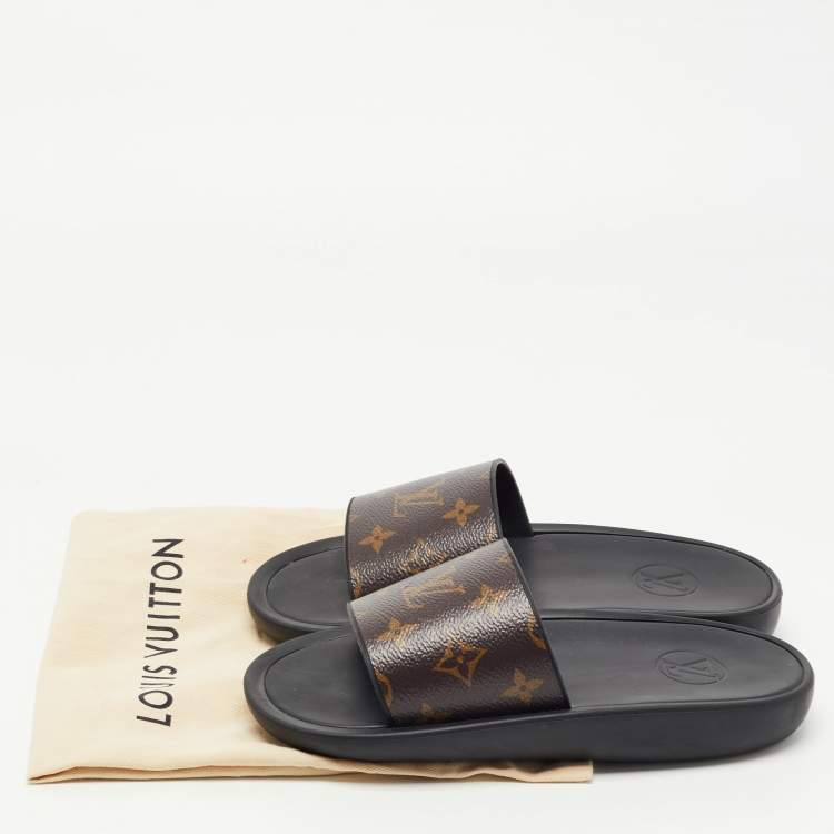 Pre Owned Louis Vuitton Brown Monogram Canvas Waterfront Slides Size 36