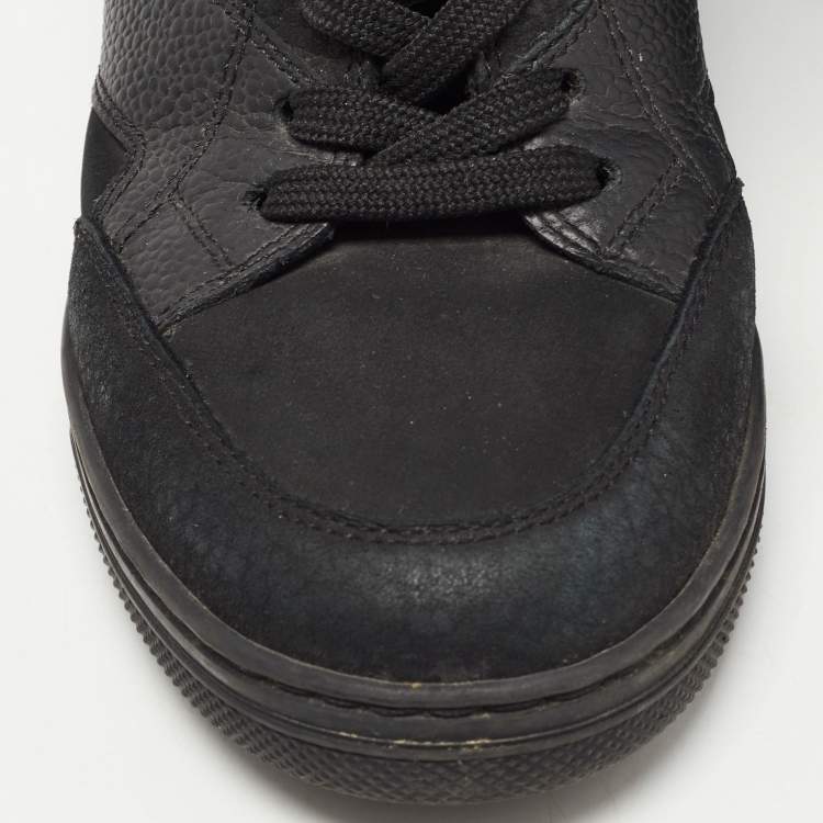 Pre Owned Louis Vuitton Black Leather and Monogram Suede Cliff High Top Sneakers Size 35