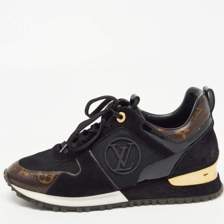 LOUIS VUITTON Metallic Patent Suede Run Away Sneakers 9.5 Black