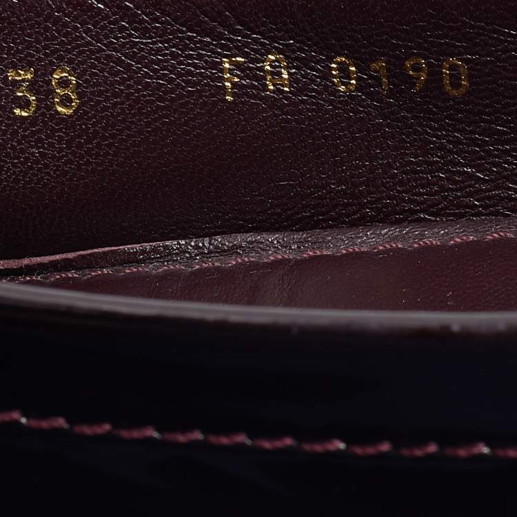 Pre Owned Louis Vuitton Burgundy Patent Leather Oxford Loafers Size 38