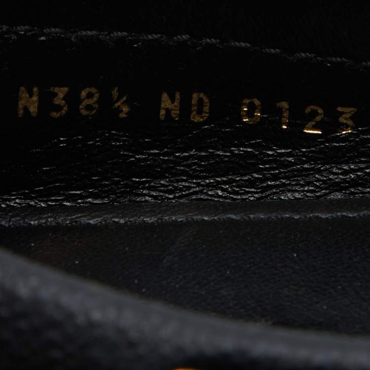 Pre Owned Louis Vuitton Black Monogram Empreinte Leather Gloria Loafers Size 38.5