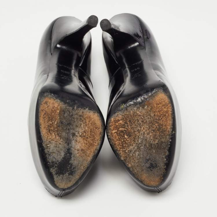 Pre Owned Louis Vuitton Black Patent Leather Oh Really! Platform Peep Toe Pumps Size 39.5