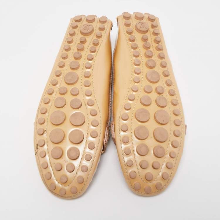 Pre Owned Louis Vuitton Beige Patent Oxford Flats Size 37