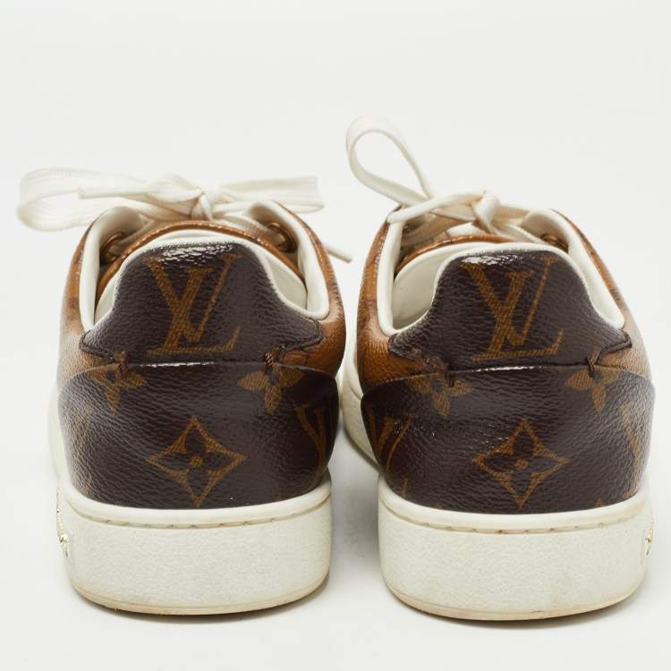 Pre Owned Louis Vuitton Brown Monogram Canvas Low Top Sneakers Size 35