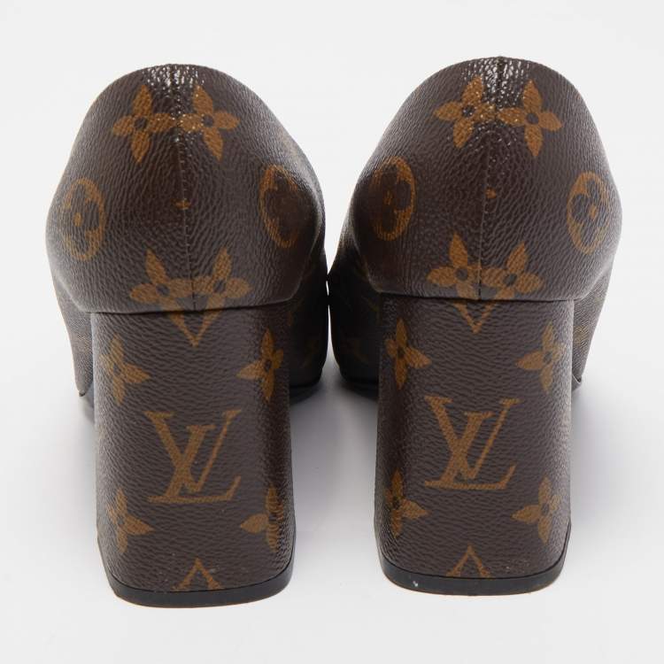 Pre Owned Louis Vuitton Brown Monogram Canvas Madeleine Pumps Size 39