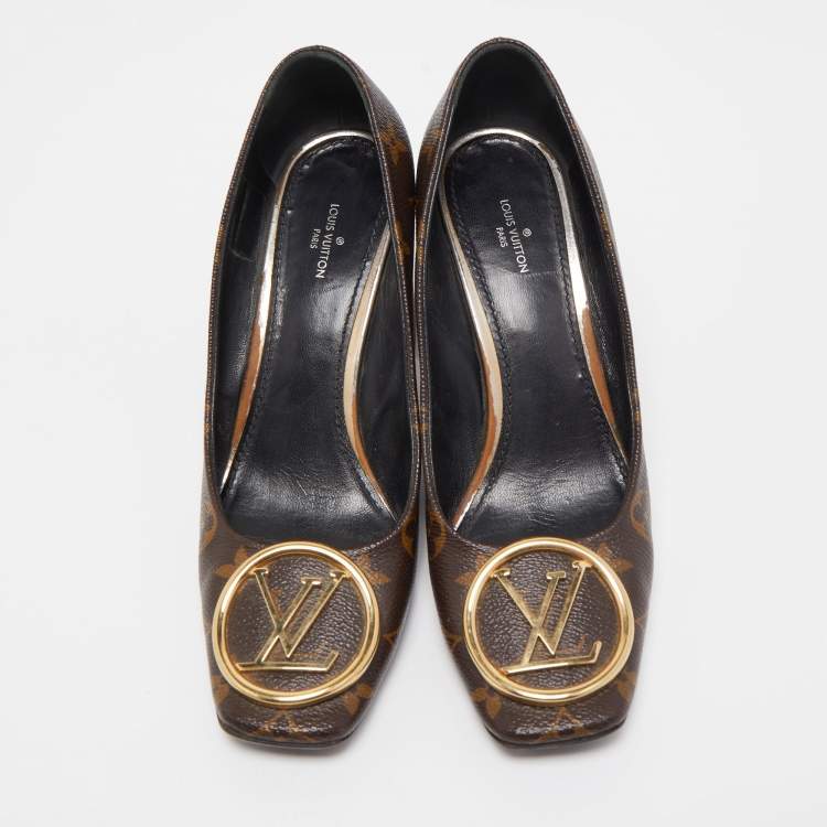 Pre Owned Louis Vuitton Brown Monogram Canvas Madeleine Pumps Size 39