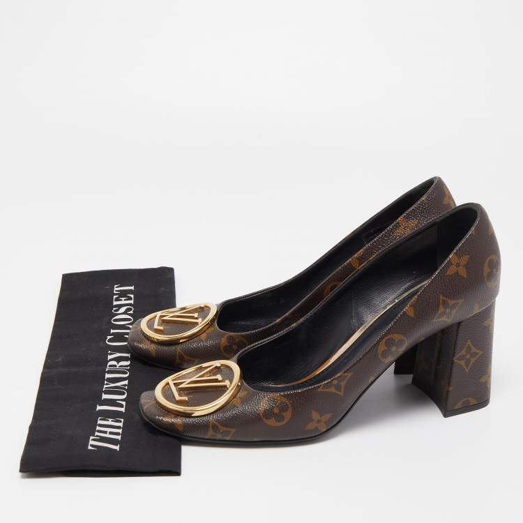 Pre Owned Louis Vuitton Brown Monogram Canvas Madeleine Pumps Size 39