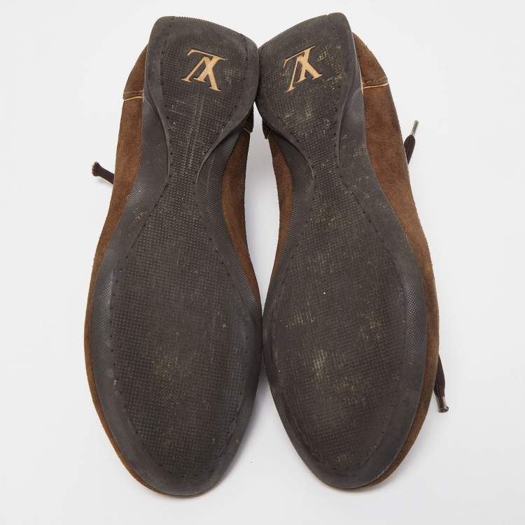 Pre Owned Louis Vuitton Brown Monogram Canvas And Suede Leather Energie Low Top Sneakers Size 39