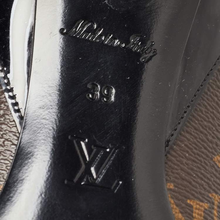 Pre Owned Louis Vuitton Brown Monogram Canvas and Patent Leather Pumps Size 39