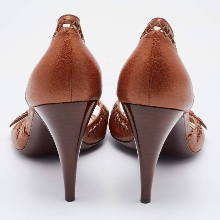Pre Owned Louis Vuitton Brown Leather Open Toe Sandals Size 41