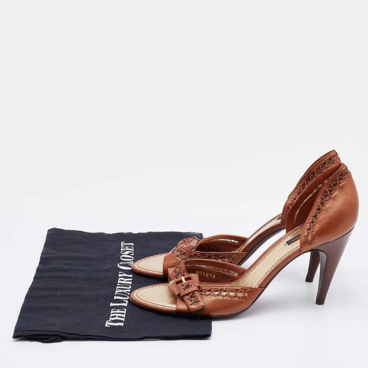 Pre Owned Louis Vuitton Brown Leather Open Toe Sandals Size 41