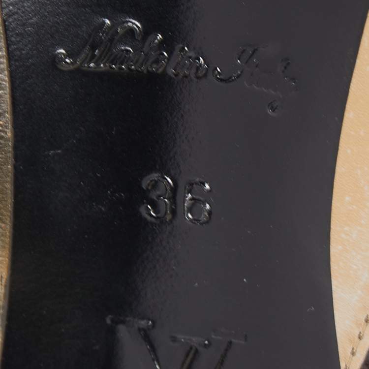 Pre Owned Louis Vuitton Gold Monogram Canvas and Patent Leather Cherie Pumps Size 36