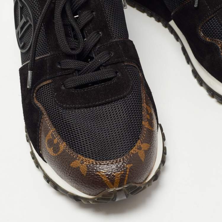 Pre Owned Louis Vuitton Brown/Black Monogram Canvas and Mesh RunAway Sneakers Size 39.5