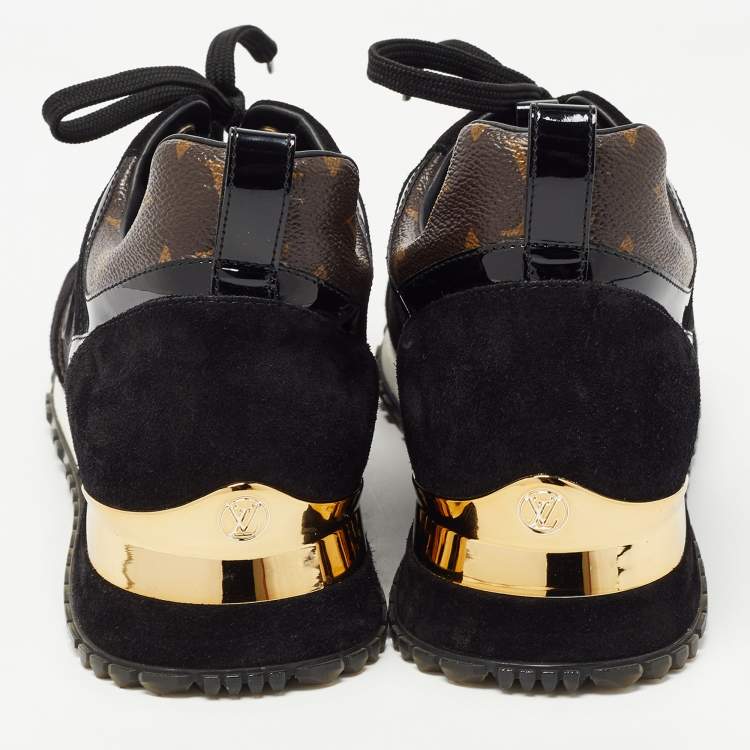 Pre Owned Louis Vuitton Brown/Black Monogram Canvas and Mesh RunAway Sneakers Size 39.5