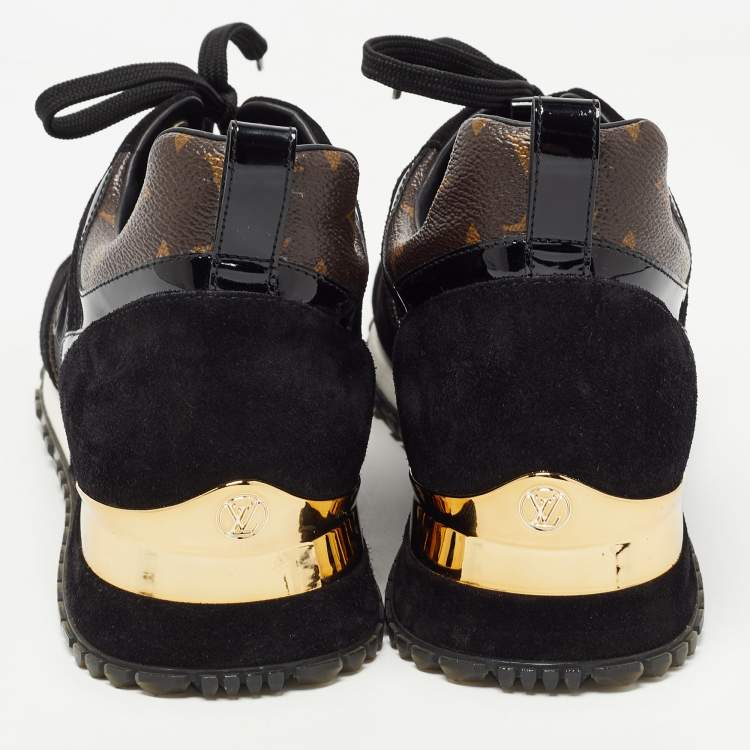 Pre Owned Louis Vuitton Brown/Black Monogram Canvas and Mesh RunAway Sneakers Size 39.5