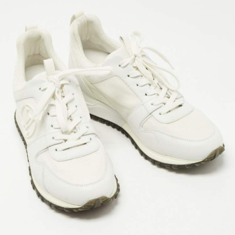 Pre Owned Louis Vuitton White/Grey Leather and Mesh RunAway Sneakers Size 39