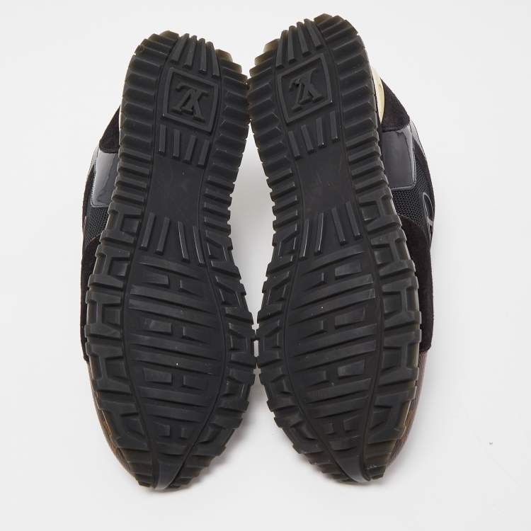 Pre Owned Louis Vuitton Black/Brown Mesh and Monogram Canvas Run Away Sneakers Size 38