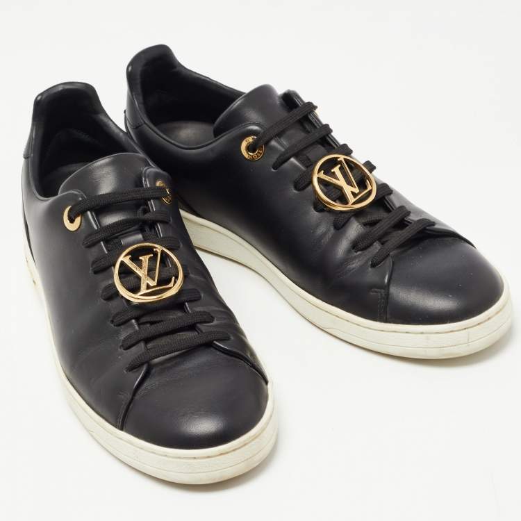 Pre Owned Louis Vuitton Black Leather Frontrow  Sneakers Size 38