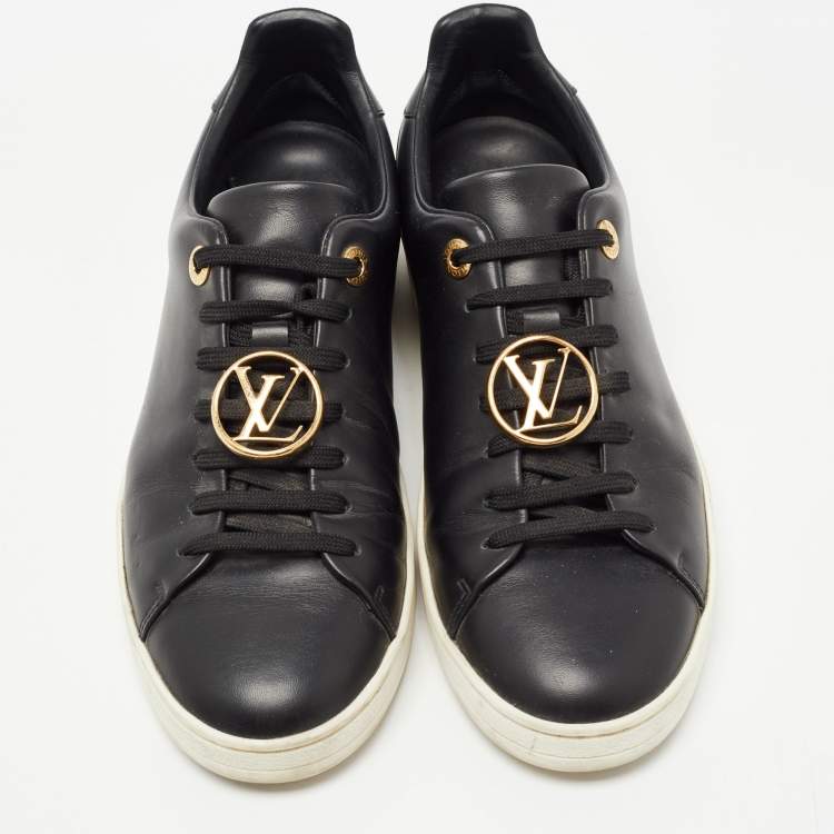 Pre Owned Louis Vuitton Black Leather Frontrow  Sneakers Size 38