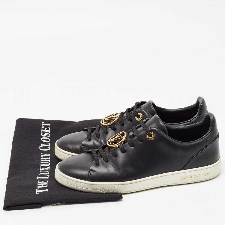 Pre Owned Louis Vuitton Black Leather Frontrow  Sneakers Size 38