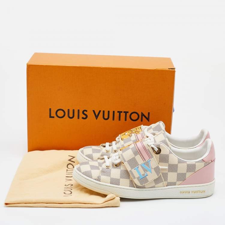 Pre Owned Louis Vuitton Grey/Pink Damier Azur Summer Trunks  Sneakers Size 36.5